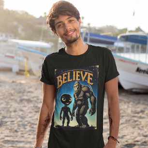 Believe Alien Bigfoot Tee Cryptid Shirt