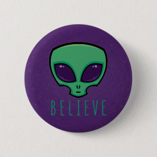 Believe Alien Head 6 Cm Round Badge