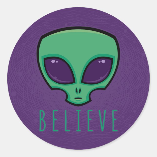 Believe Alien Head Classic Round Sticker (Front)