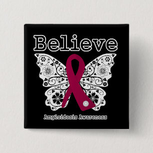 Believe Amyloidosis Awareness 15 Cm Square Badge