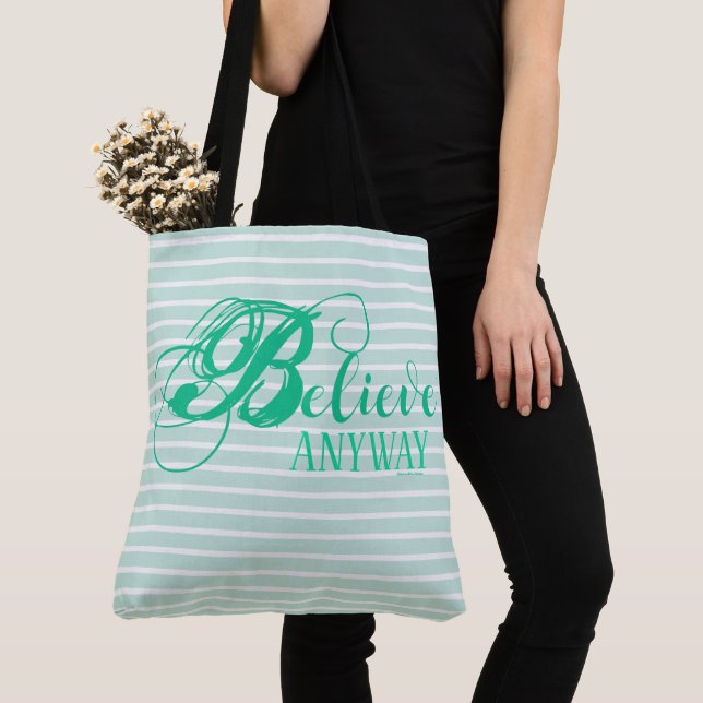 Believe Anyway 18" Shoulder Tote Bag (Close Up)