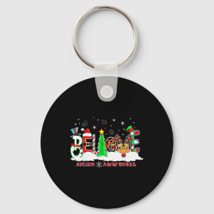 Believe Autism Awareness Christmas Tree Light Sant Key Ring
