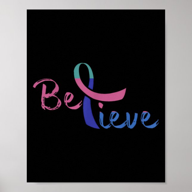 Believe Awareness Ribbon Suicide Prevention &amp;  Poster (Front)
