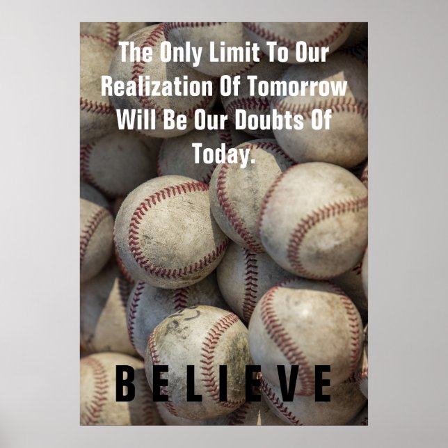 Believe Baseball Inspirational Motivational Poster (Front)