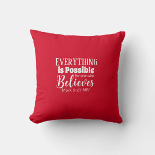  Believe Bible Verse Christian Faith Red Cushion
