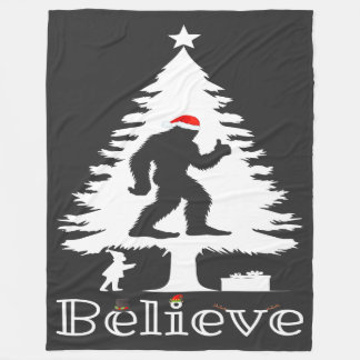 Believe Bigfoot Cryptozoology Christmas Tree Fleece Blanket