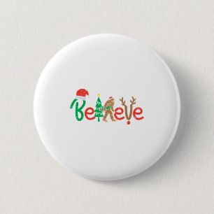 Believe Bigfoot Sasquatch Santa Reindeer Christmas 6 Cm Round Badge