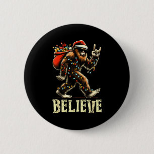Believe Bigfoot Sasquatch Santa Reindeer Christmas 6 Cm Round Badge
