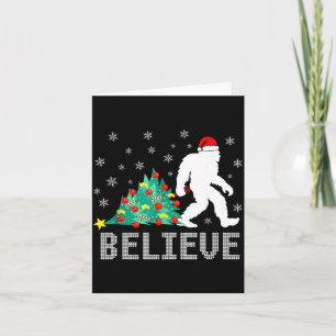 Believe Bigfoot Sasquatch Santa Reindeer Christmas Card