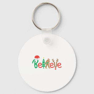 Believe Bigfoot Sasquatch Santa Reindeer Christmas Key Ring
