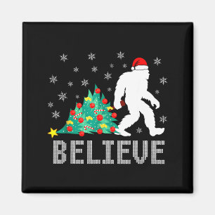 Believe Bigfoot Sasquatch Santa Reindeer Christmas Magnet