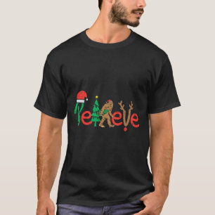 Believe Bigfoot Sasquatch Santa Reindeer Christmas T-Shirt