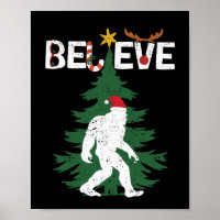 Believe Bigfoot Sasquatch Yeti Christmas Hat
