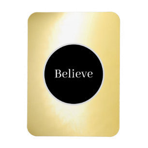 "Believe" Black and Gold Flexible Photo Magnet