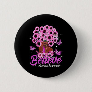 Believe Black Women Sunflower Hair Overdose Awaren 6 Cm Round Badge
