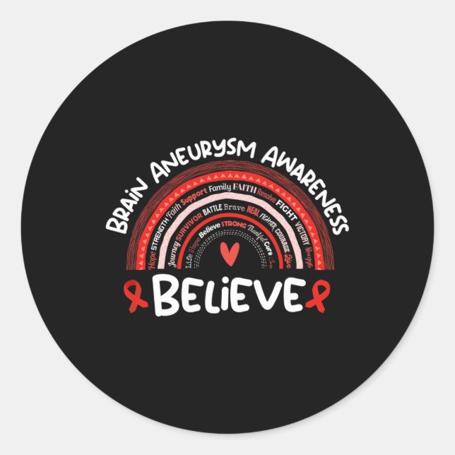 Believe Brain Aneurysm Awareness Month  Brain Aneu Classic Round Sticker (Front)