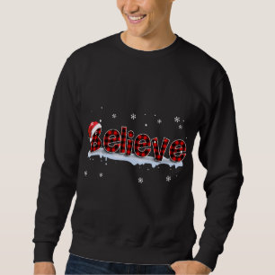 Believe Buffalo Plaid Santa Snowflake Christmas Sweatshirt