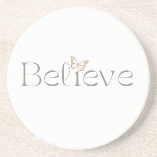 Believe Butterfly, Inspirational Well Being Gift Coaster