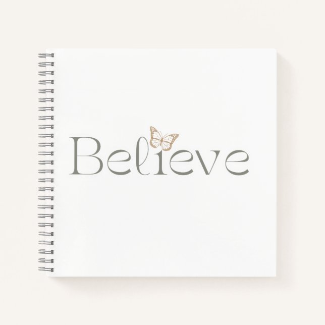 Believe Butterfly, Inspirational Well Being Gift Notebook (Front)