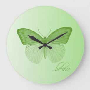 Believe Butterfly Lime Large Clock