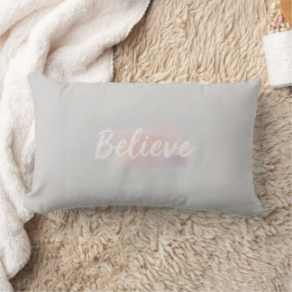 Believe calligraphic text lumbar cushion