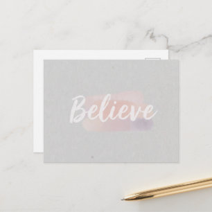 Believe calligraphic text postcard