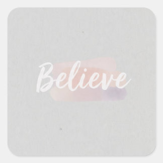 Believe calligraphic text square sticker