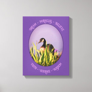 Believe Canada Goose Irises Inspirational Words Canvas Print