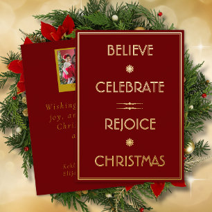 Believe Celebrate Rejoice Christmas Typography