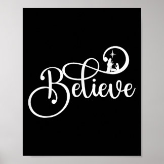 Believe Christian Jesus Christmas Xmas Family Pama Poster