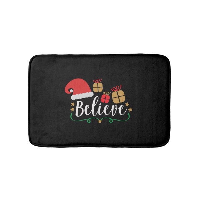 Believe - Christmas Believe, Santa Hat, Santa Bath Mat (Front)
