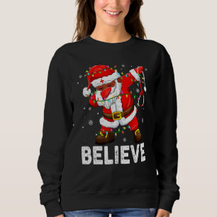 Believe Christmas Dabbing Santa Claus Kids Boys Gi Sweatshirt