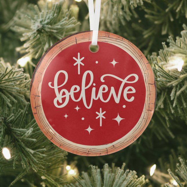 Believe Christmas Glass Tree Decoration (Insitu)