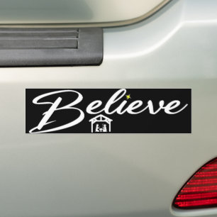 Believe Christmas Jesus Joy Nativity Bumper Sticker