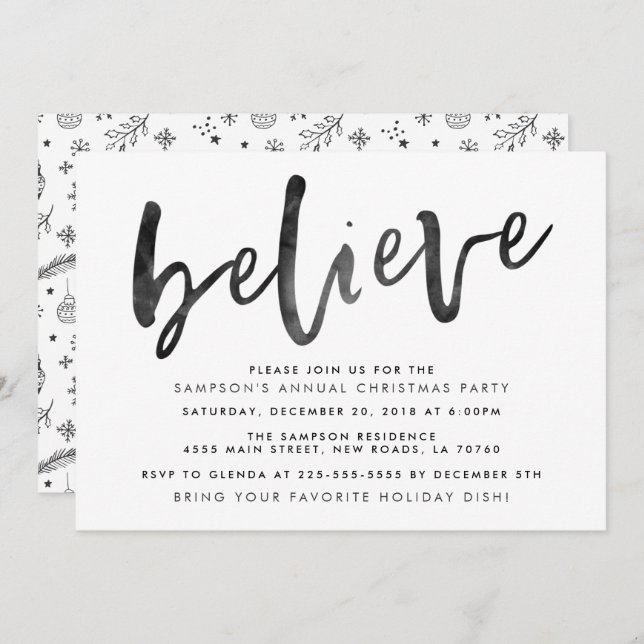 Believe Christmas Party Invitations (Front/Back)