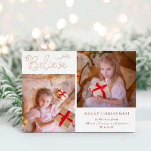 Believe   Christmas Photo Collage Rose Gold