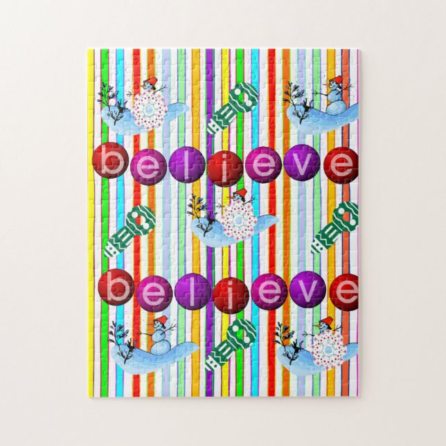 Believe Christmas Puzzle Christmas Snowman (Vertical)