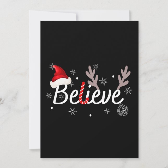 Believe Christmas Pyjamas Santa T-Shirt Invitation (Front)