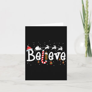 Believe Christmas Santa Claus Reindeer Candy Cane Card