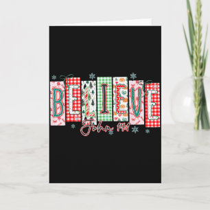 Believe Christmas Santa Coquette Bow Women Girls  Card