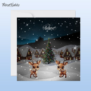 Believe Christmas Snow Winter Wonderland Scene🦌🎄 Holiday Card