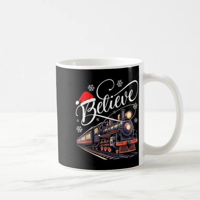 Believe Christmas Trains Xmas Santa Family Pajamas Coffee Mug (Right)