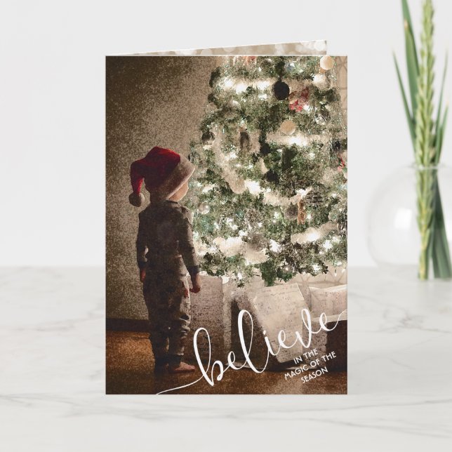 Believe Christmas Tree Folded Holiday Card (Front)