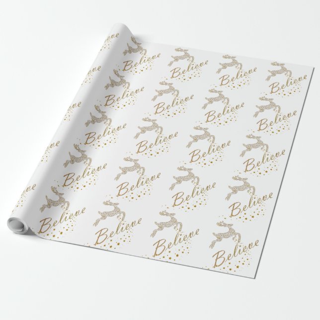 Believe Christmas Wrapping Paper (Unrolled)