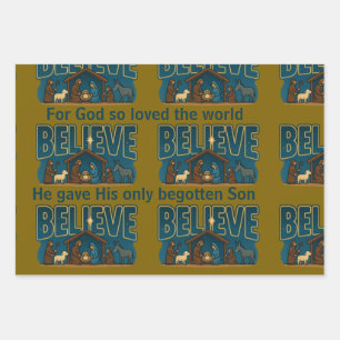 Believe Christmas Wrapping Paper Sheet
