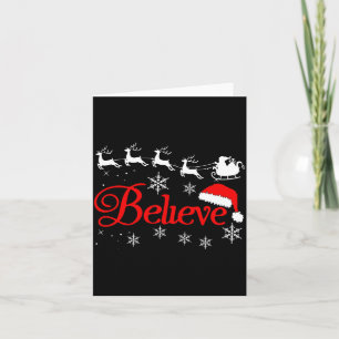 Believe Christmas Xmas Santa Family Pajamas Holida Card