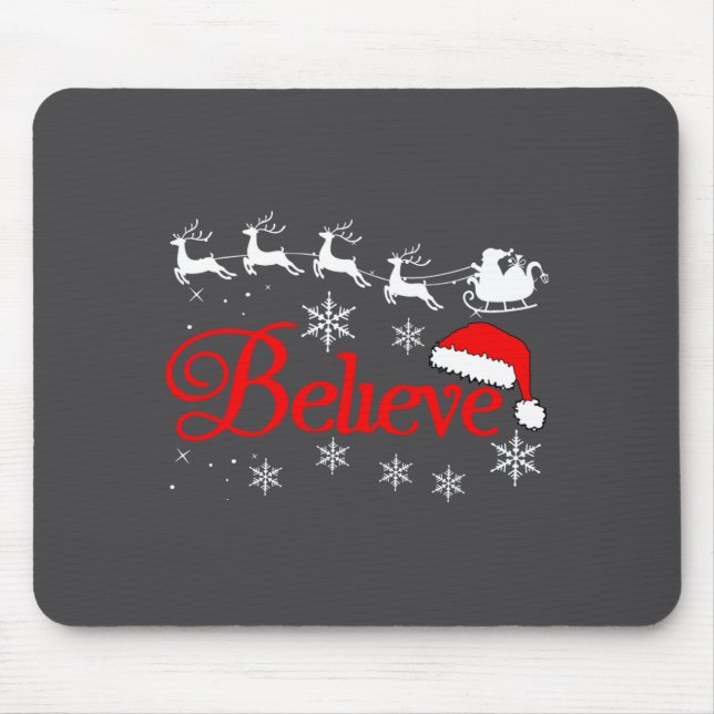 Believe Christmas Xmas Santa Family Pajamas Holida Mouse Pad (Front)