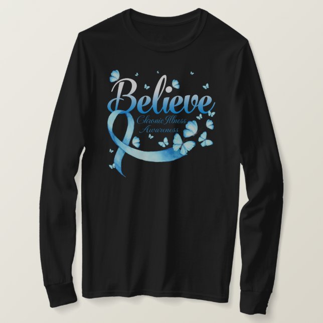 Believe CHRONIC ILLNESS Butterfly T-Shirt (Design Front)