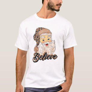Believe Costume, Santa Claus With Leopard Christma T-Shirt