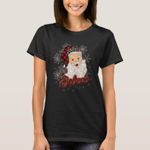 Believe Costume Santa Claus With Leopard Christmas T-Shirt